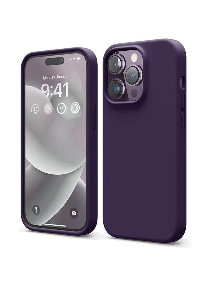 Compatible with iPhone 14 Pro Case, Liquid Silicone Case, Full Body Protective Cover, Shockproof, Slim Phone Case, Anti-Scratch Soft Microfiber Lining, 6.1 inch (Deep Purple)