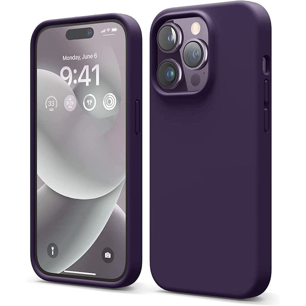 Compatible with iPhone 14 Pro Case, Liquid Silicone Case, Full Body Protective Cover, Shockproof, Slim Phone Case, Anti-Scratch Soft Microfiber Lining, 6.1 inch (Deep Purple)