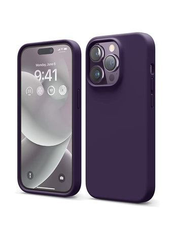 Compatible with iPhone 14 Pro Case, Liquid Silicone Case, Full Body Protective Cover, Shockproof, Slim Phone Case, Anti-Scratch Soft Microfiber Lining, 6.1 inch (Deep Purple)