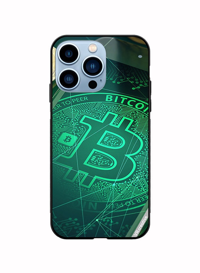 Protective Case Cover For Apple iPhone 13 Pro Max Bitcoin Design Multicolour