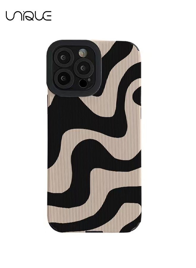 For iPhone 15 Pro Case - Cartoon Graffiti Design Protective Case Apple iPhone 15 Pro -Black/White