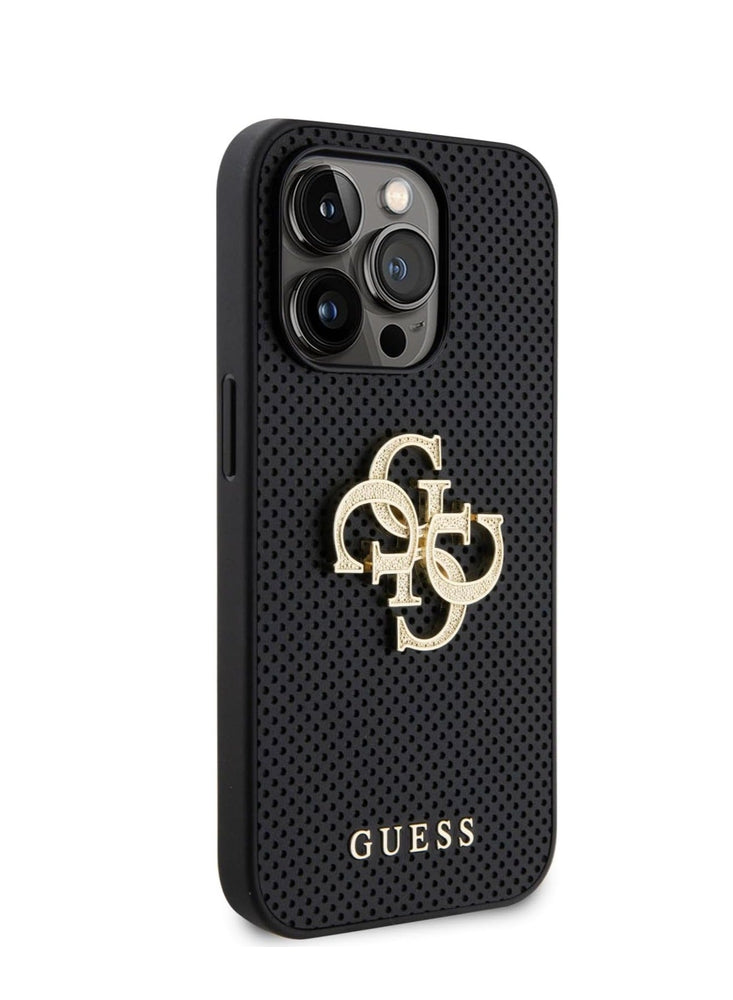 Guess Perforated PU 4G Glitter Case For iPhone 15 Pro Max (Black)