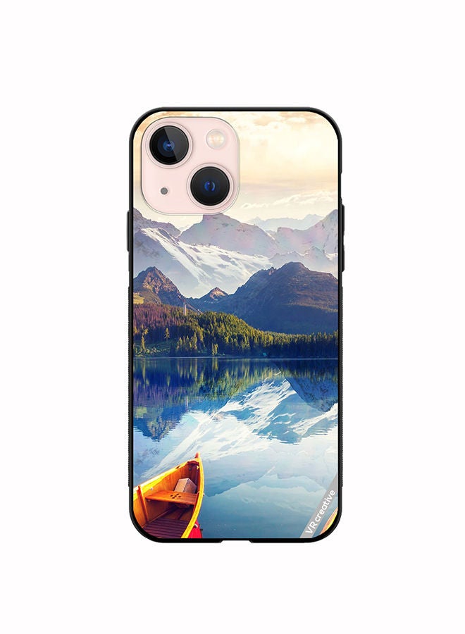 Protective Case Cover For Apple iPhone 14 Plus Boat In River Scenery Design Multicolour