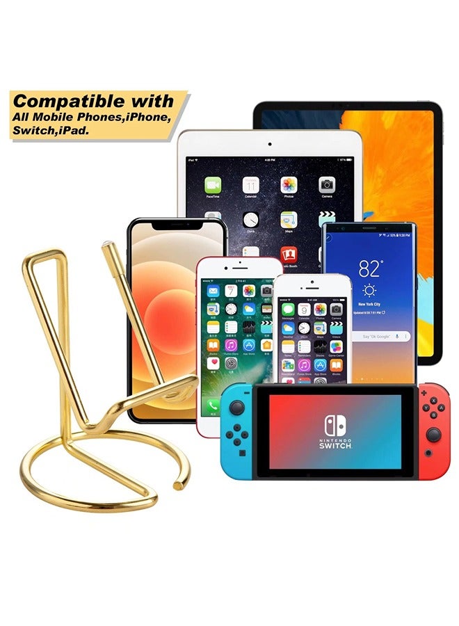 Cell Mobile Phone Stand Holder for Desk Cute Metal Gold Cell Phone Holder for Table Desk Accessories Compatible with All Mobile Phones iPhone Switch iPad