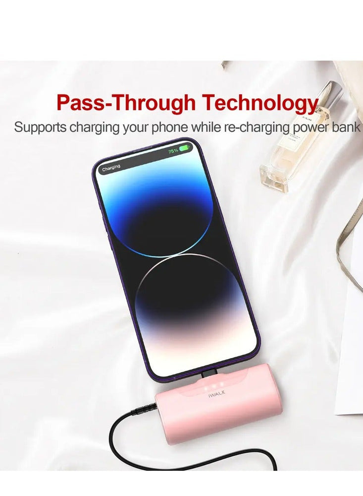 Small Portable Charger 4500mAh Ultra-Compact Power Bank Cute Battery Pack Compatible with iPhone 13/13 Pro Max/12/12 Mini/12 Pro Max/11 Pro/XS Max/XR/X/8/7/6/Plus and More (Pink))