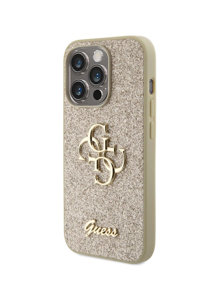 Guess Fixed Glitter Case For iPhone 15 Pro Max (Gold)