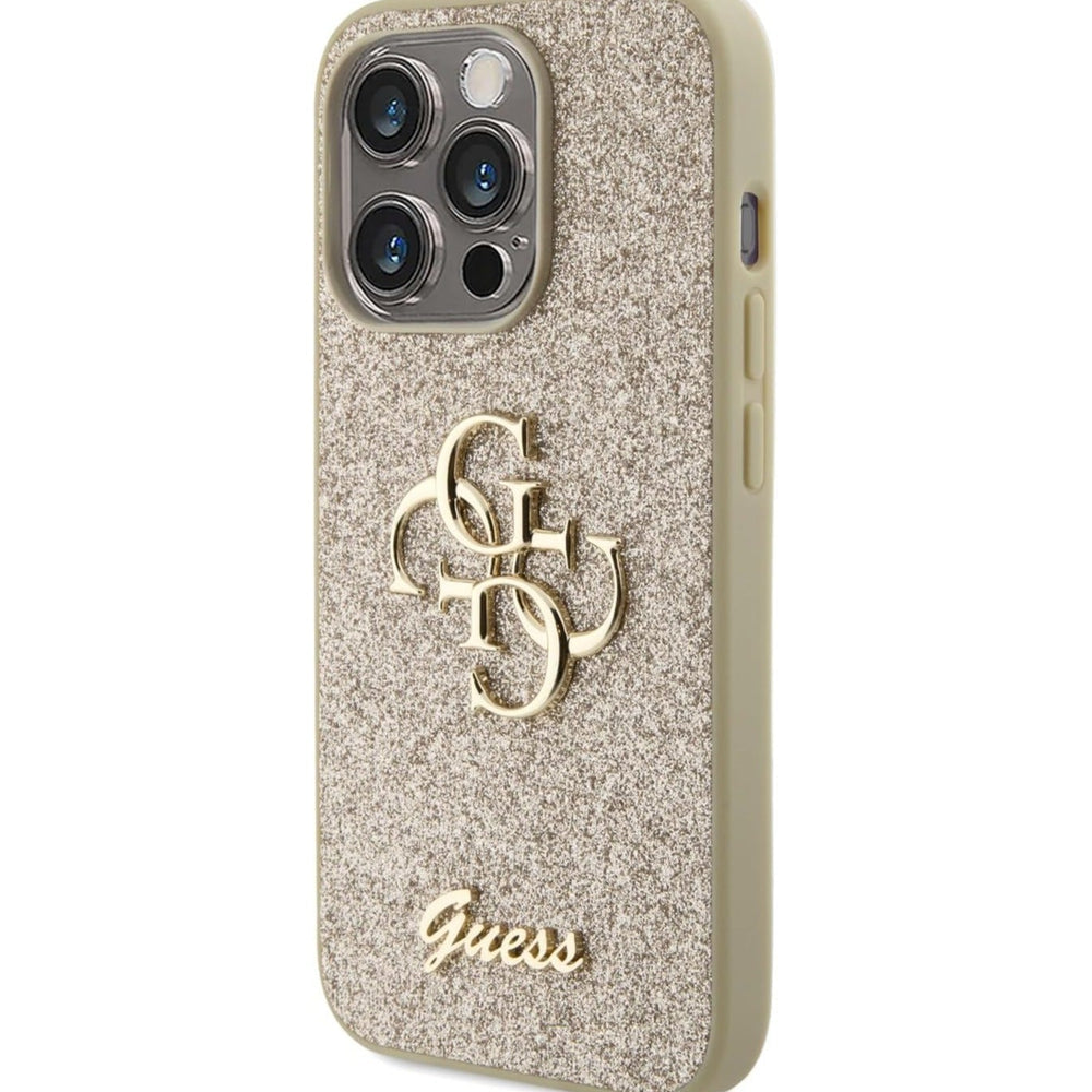 Guess Fixed Glitter Case For iPhone 15 Pro Max (Gold)