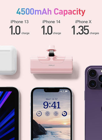 Small Portable Charger 4500mAh Ultra-Compact Power Bank Cute Battery Pack Compatible with iPhone 13/13 Pro Max/12/12 Mini/12 Pro Max/11 Pro/XS Max/XR/X/8/7/6/Plus and More (Pink))