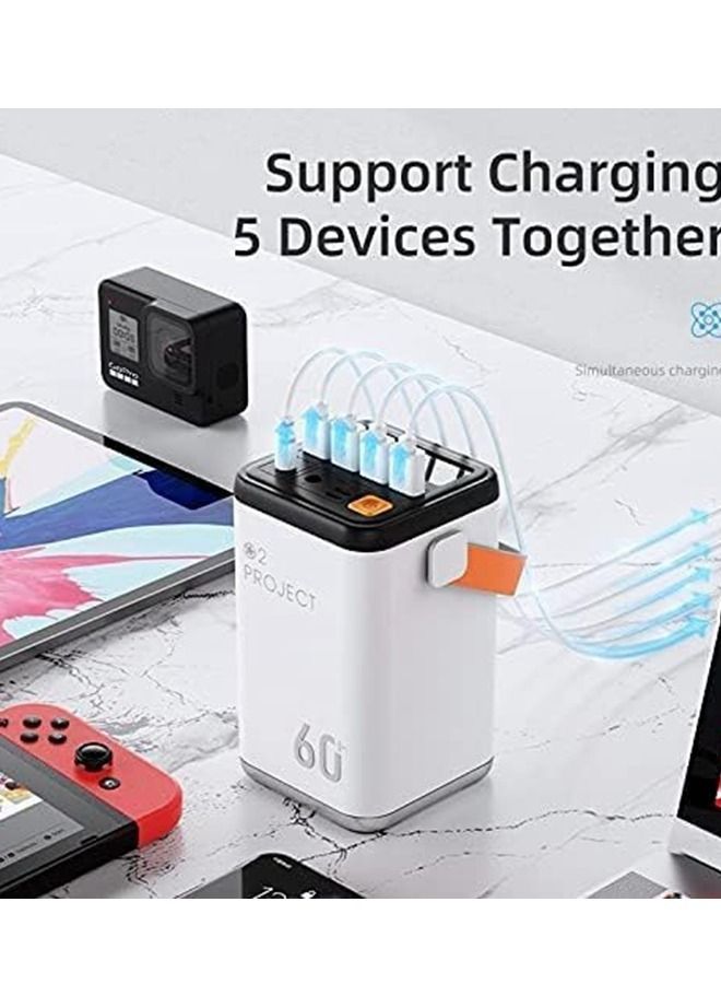 Power Bank 60000 mAh Quick Charge Power Bank Large Capacity Four USB Ports Mobile Power Bank Outdoor Portable 36 W Energy Storage Power