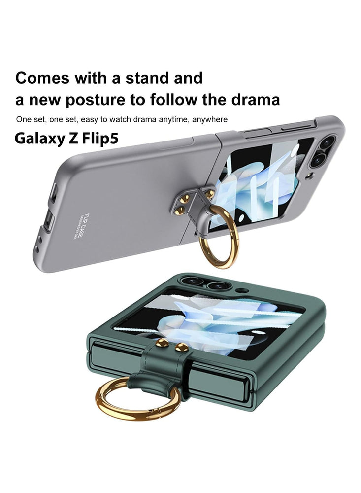 Case/Cover for Samsung Galaxy Z Flip 5 Matte Polycarbonate with Stand Ring - Silver Colour