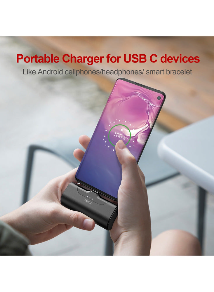 USB C Portable Mini Charger 4500mAh Ultra-Compact Small Power Bank Compatible with Samsung Galaxy Z Flip3,S21,S20,S10,S9,S8,Note 21/20/10/9/8,Moto Z3/2,LG V35/G8/7,Pixel 6 Pro/4, Black