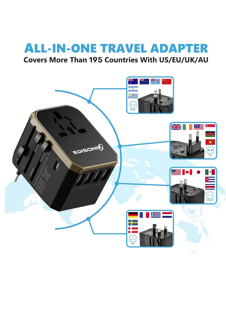 Universal Travel Adapter - International Power Adapter 4 USB Ports Fast Charging