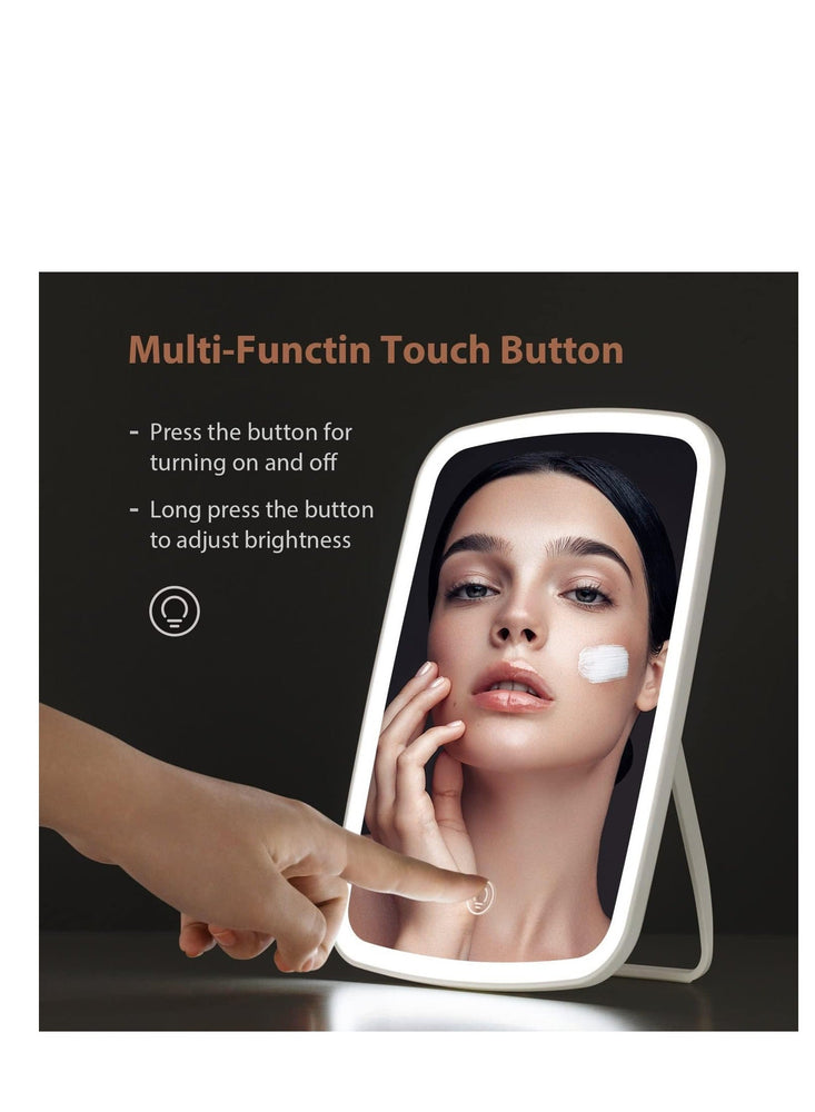 Lifenpure™ makeup mirror with light, with touch screen, USB rechargeable tabletop , led brightness adjustable, white