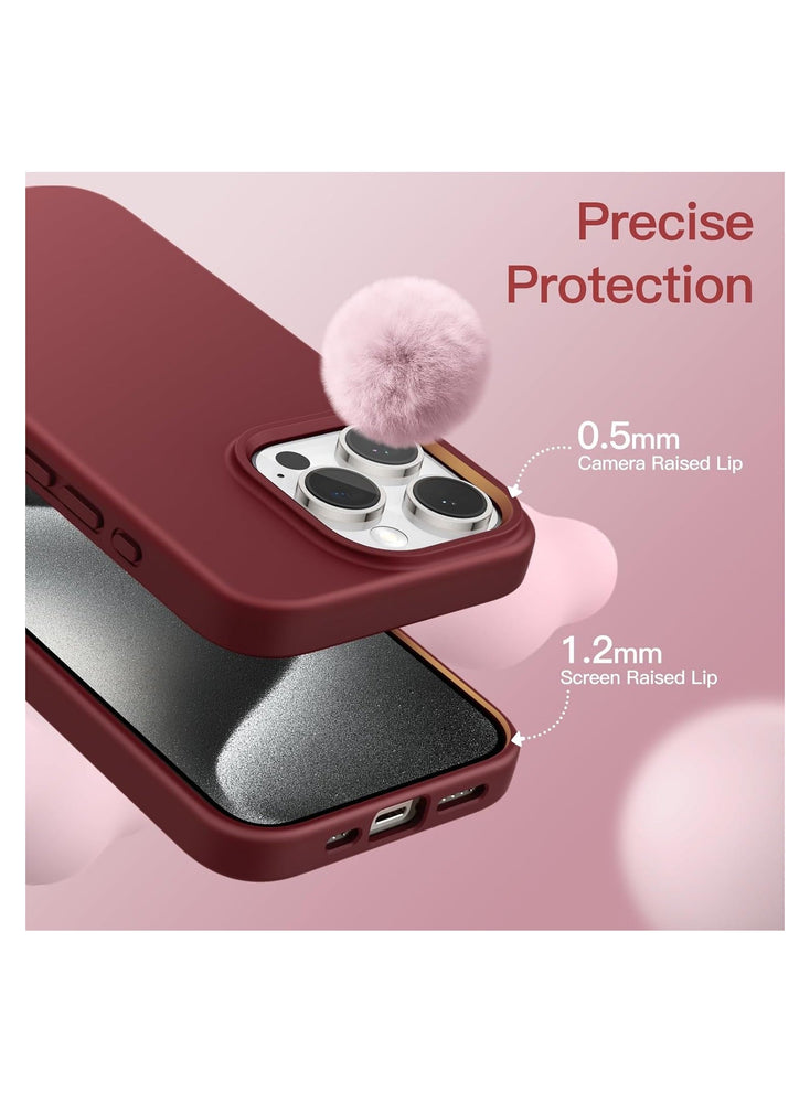 Silicone Case for iPhone 15 Pro 6.1-Inch (NOT FOR iPhone 15 Pro Max 6.7-Inch), Silky-Soft Touch Full-Body Protective Phone Case, Shockproof Cover (Maroon)