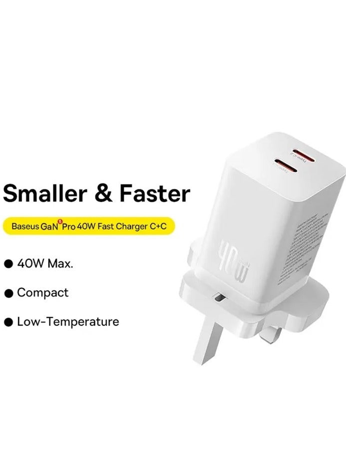 PD 40W USB C Charger GaN5 Pro iPhone 15 Charger 20W 2-Port iPad Fast Charger Type C Wall Plug Dual USB-C MacBook Air  Charger PD Fast Charging Adapter USB C Plug Samsung Phone Charger White