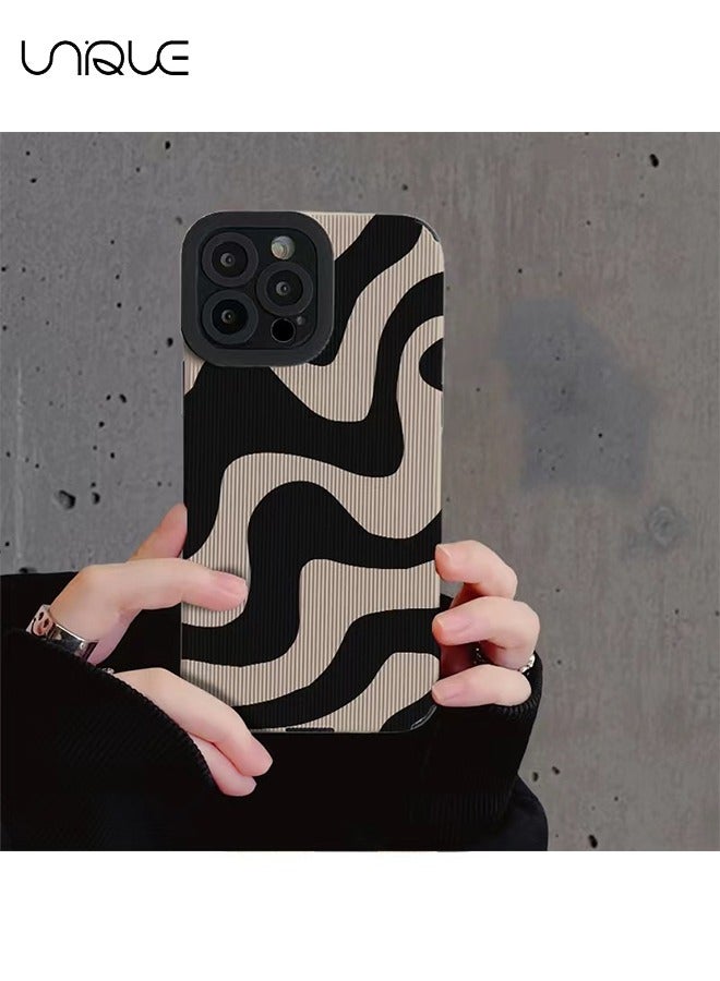 For iPhone 15 Pro Case - Cartoon Graffiti Design Protective Case Apple iPhone 15 Pro -Black/White