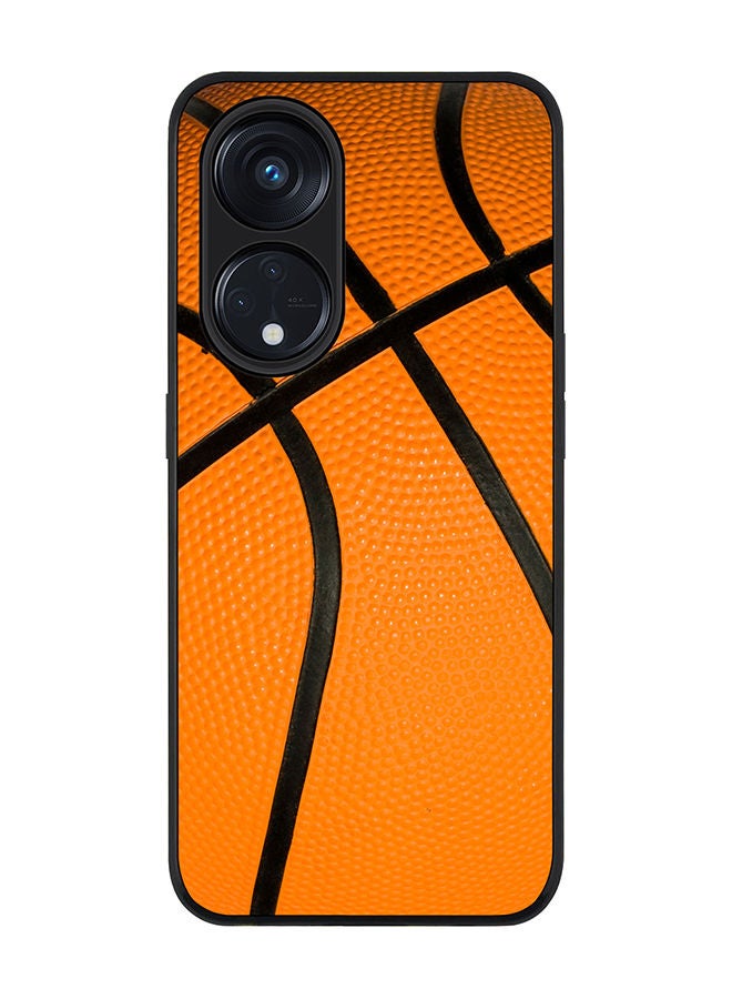 Rugged Black edge case for Reno 8T 5G / Oppo A1 Pro 5G Slim fit Soft Case Flexible Rubber Edges Anti Drop TPU Gel Thin Cover - Basketball