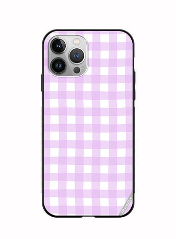 Protective Case Cover For Apple iPhone 12 Pro Classic Checkered Plaid Purple Seamless Pattern Design Multicolour