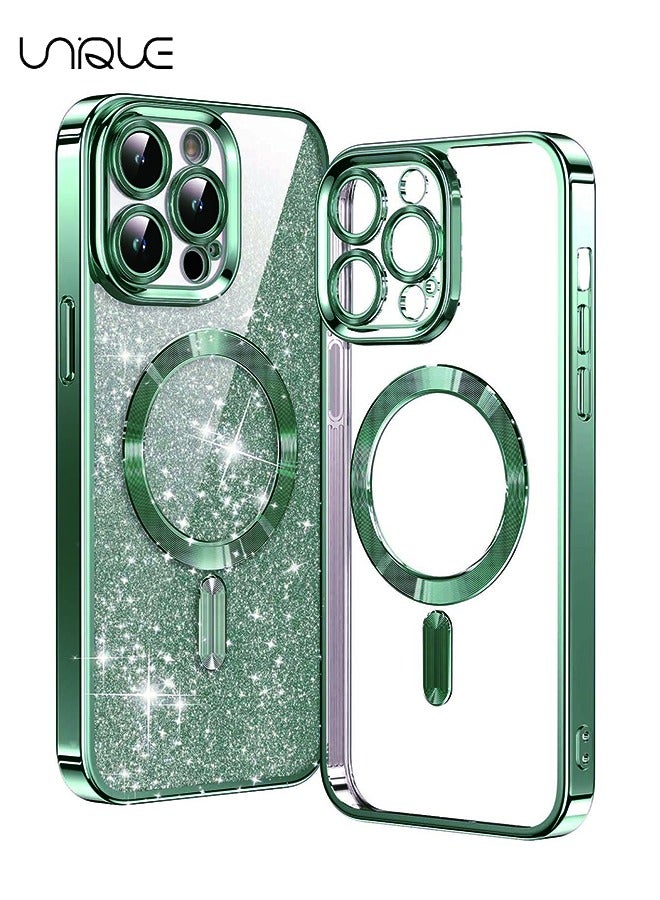 For iPhone 15 Pro Max Case, Compatible with Magsafe, Full Camera Protection, Soft Magnetic Shockproof Phone Case Designed for Women, Light Green