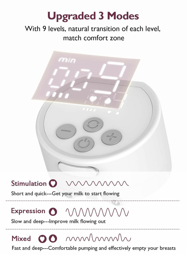 S12 Pro Portable Single Electric Breast Pump Low Noise Smart Display 3 Modes 9 Levels