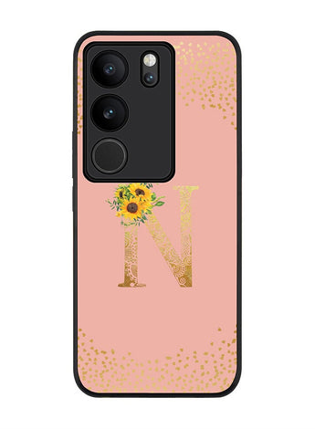 Case for Vivo V29 / Vivo V29 Pro / Vivo S17, Slim fit Flexible Cover Custom Monogram Initial Letter Floral Mandala Pattern Alphabet - N (Rose Pink)