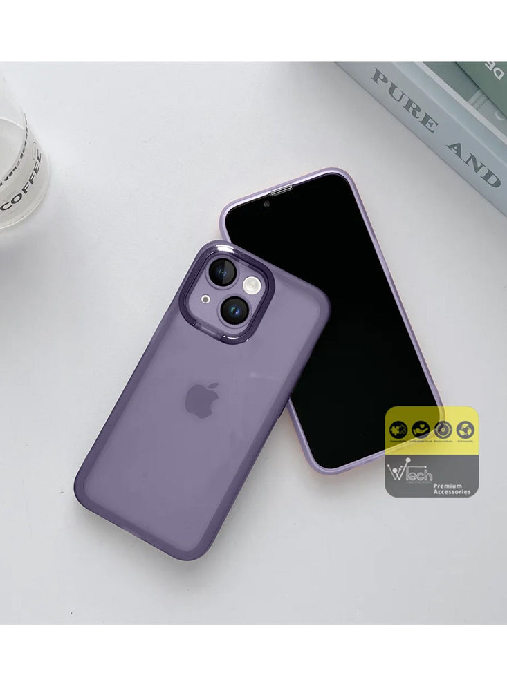 Soft Transparent TPU Silicone Ultra Thin Phone Stylish Electroplated Camera Border Kick Back Stand Case Cover For Apple iPhone 14 6.1 Inch 2022 Purple