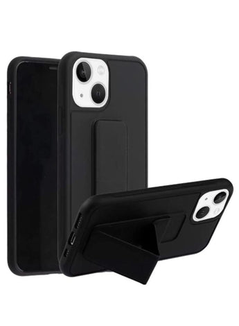 Case Cover For iPhone 14 Plus Finger Grip  Phone holder Case Car Magnetic Multi-function 3 in 1 Shockproof Back Cover Protective Case (iPhone 14 Plus Black)