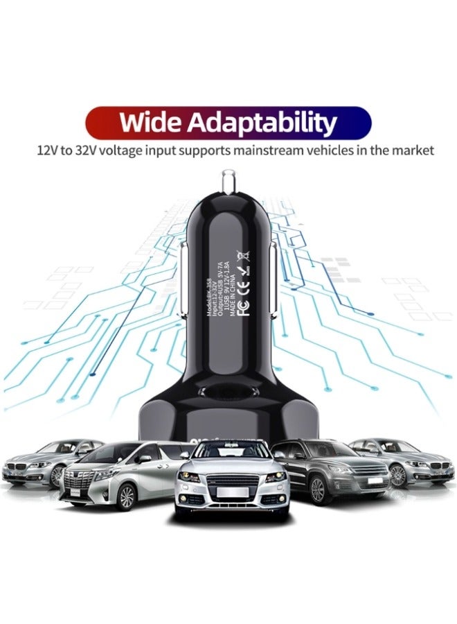 4 Port Car Charger USB Adapter 12-24V Car Charger Adapter Universal USB Car Charger Compatible with Mobile Phones Tablets Other USB Accessories Black