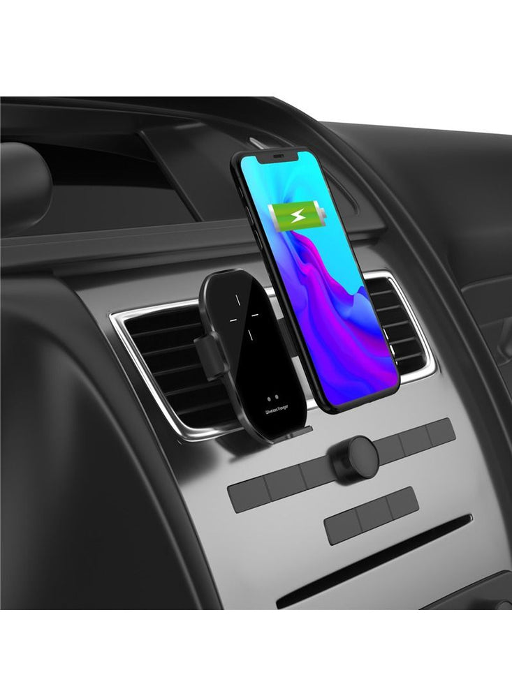 Wireless Car Charger 15W Qi Fast Smart Sensor Auto-Clamping Car Phone Wireless Charger Mount Air Vent Phone Holder for All 4-6.5 Inch Phone Black