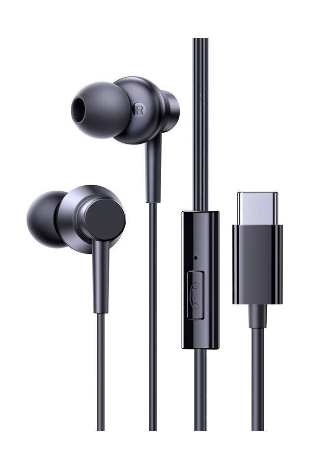 Type C Earphones, In-Ear Headphones With Microphone USB C Wired Earphones Support iPhone 15/15 Plus/15 Pro/15 Pro Max/iPad Pro/Samsung S23/S23 Ultra, S22/S22 Ultra, Oneplus, Redmi Note 12 Pro Black