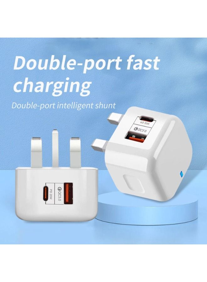 20W USB C Fast Charger, Dual Port PD Power Delivery Fast Type C Charging Block Plug Adapter for iPhone 14/13/12/11 /Pro Max, XS/XR/X, iPad Pro, AirPods Pro, Samsung Galaxy and More(White)