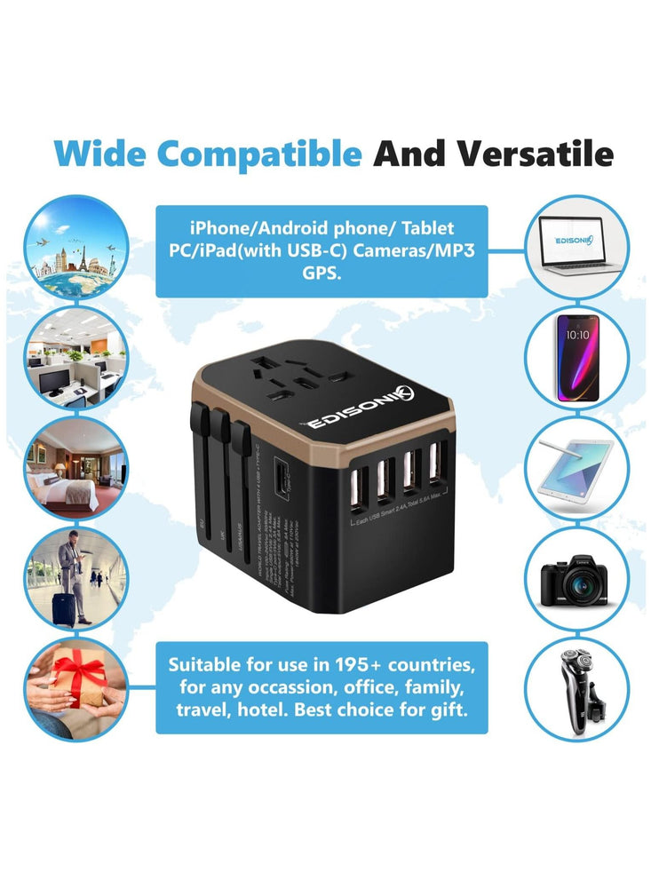 Universal Travel Adapter - International Power Adapter 4 USB Ports Fast Charging