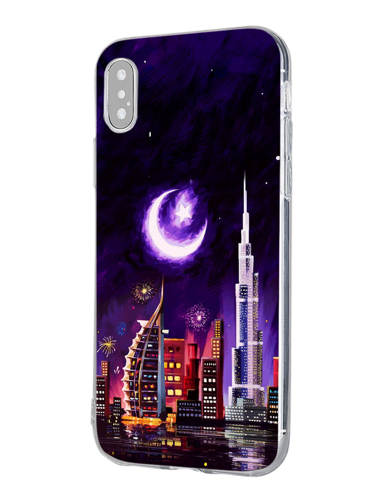 for iPhone X/XS Case, Shockproof Protective Phone Case Cover for iPhone X/XS, with Dubai in the moonlight Pattern