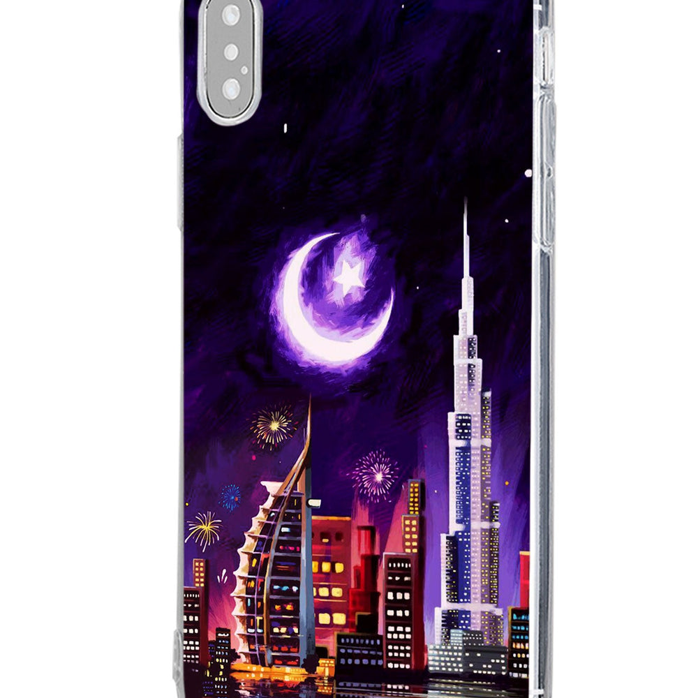 for iPhone X/XS Case, Shockproof Protective Phone Case Cover for iPhone X/XS, with Dubai in the moonlight Pattern