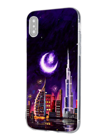 for iPhone X/XS Case, Shockproof Protective Phone Case Cover for iPhone X/XS, with Dubai in the moonlight Pattern