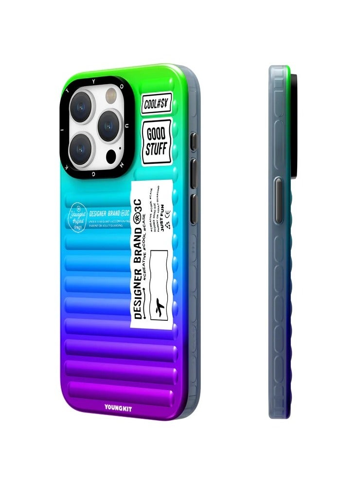 Magnetic Secret Color Gradient Case iPhone 15 Pro Max Cover for Young Girls and Boys, Anti-Drop Case, Colorful Fashion Cover, Military Shockproof, Soft Bumper, Aurora Galaxy