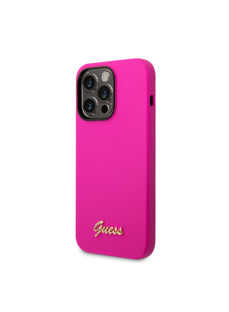 iPhone 14 Pro Silicone Case, Camera Script Logo, Extra Protective, Ultra Damage Proof, Scratch Proof, Dust Proof, Slim and Classic Cover Compatible With iPhone 14 Pro 6.1 Inches - Fuschia