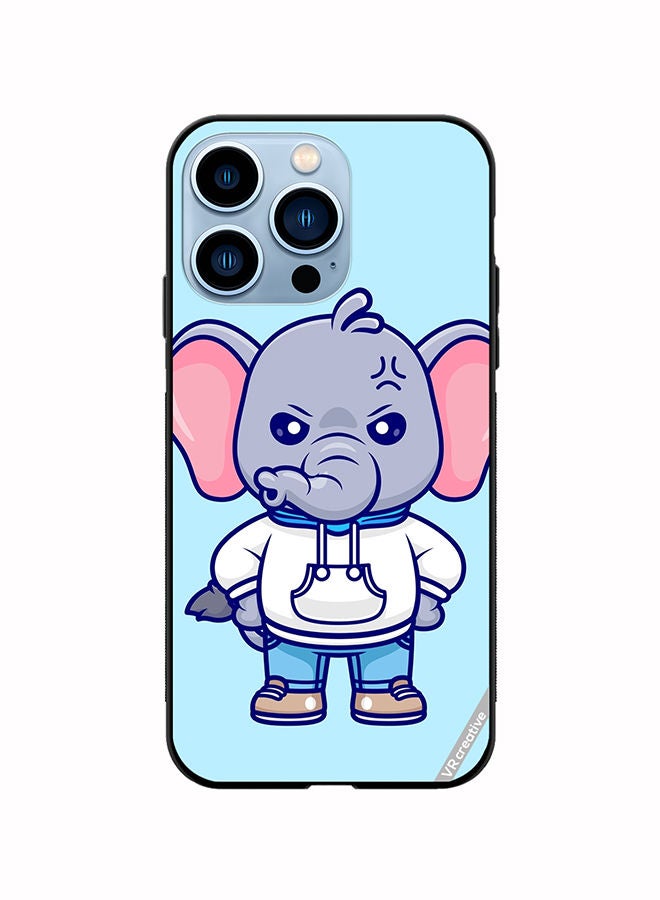 Protective Case Cover For Apple iPhone 13 Pro Max Cute Angry Elephant Wearing Hoodie Design Multicolour