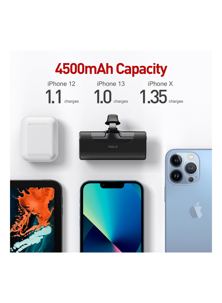 Small Portable Charger 4500mAh Ultra-Compact Power Bank Cute Battery Pack Compatible with iPhone 13/13 Pro Max/12/12 Mini/12 Pro Max/11 Pro/XS Max/XR/X/8/7/6/Plus and More (Black)