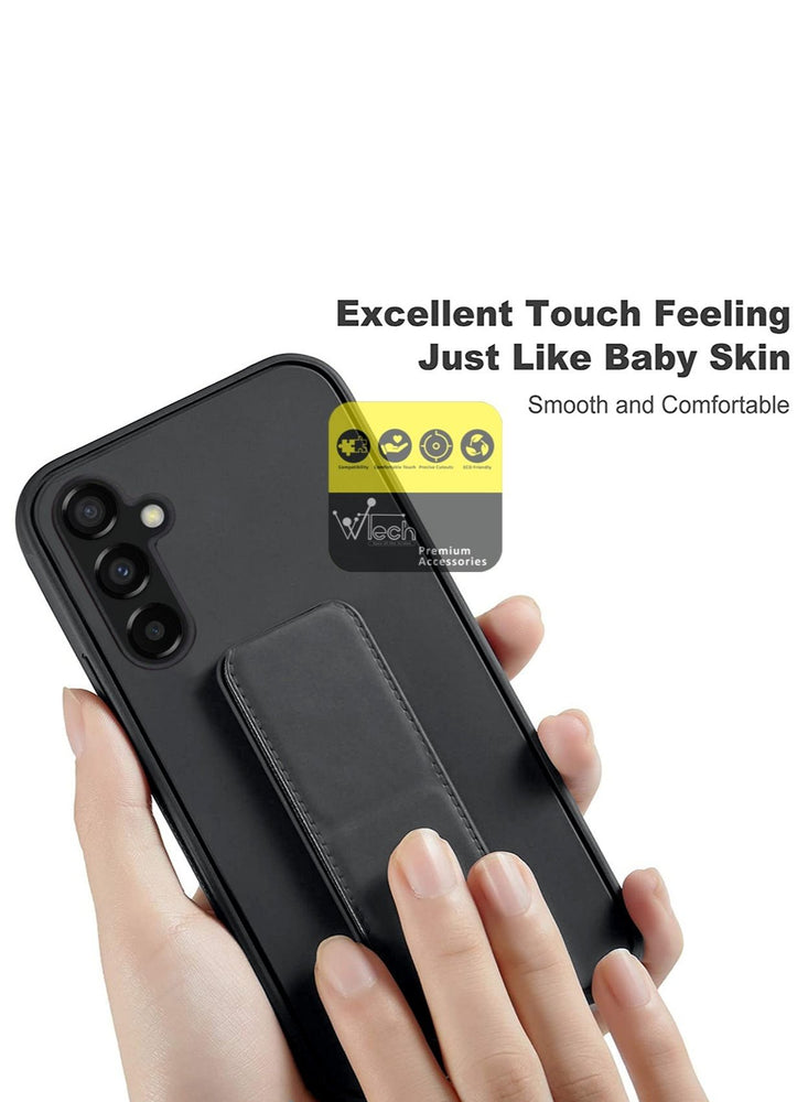 Hand Grip Foldable Magnetic Kickstand Wrist Strap Finger Grip With Built-in Iron Case Cover For Samsung Galaxy A34 5G 2023 Black